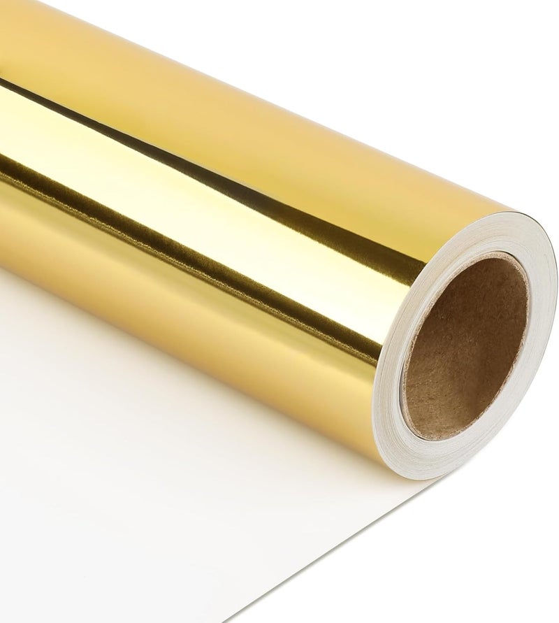 NESCCI Golden Metallic Wrapping Paper, Solid Color Paper,Gift Wrapping Paper,Perfect for Wedding,Valentine's Day,Birthday, Christmas,Baby Shower,DIY Bouquet (17 Inches X 32.8 Feet) - Image 1